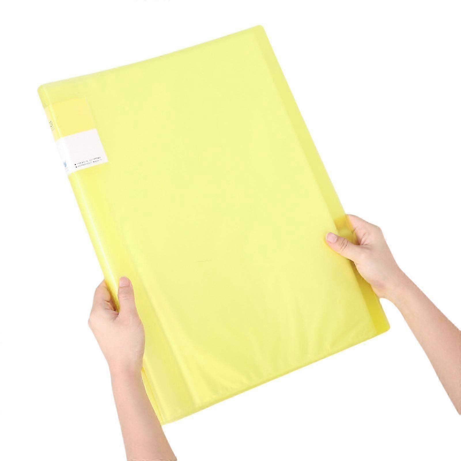 A2 A 3 A 4 4K Presentation Portfolios Folder with Sleeves Display Book Folder Storage Art Folder for Painting Artwork Transparent yellow A3 60 pages