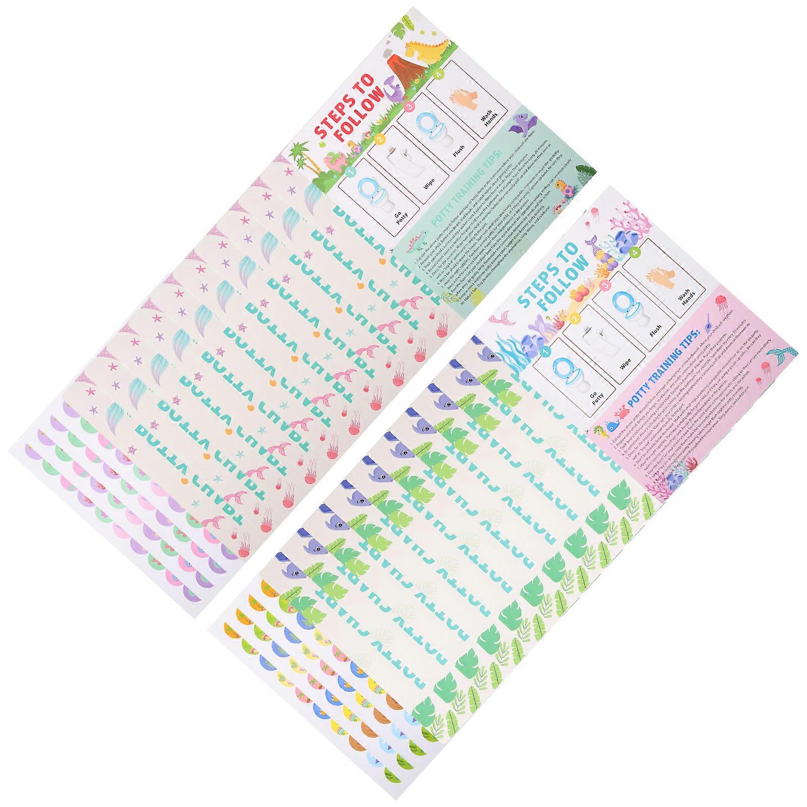 2 مجموعات مخطط تدريب نونية ملصق تدريب الحمام مع ملصق مستلزمات تدريب الحمام للأطفال الصغار