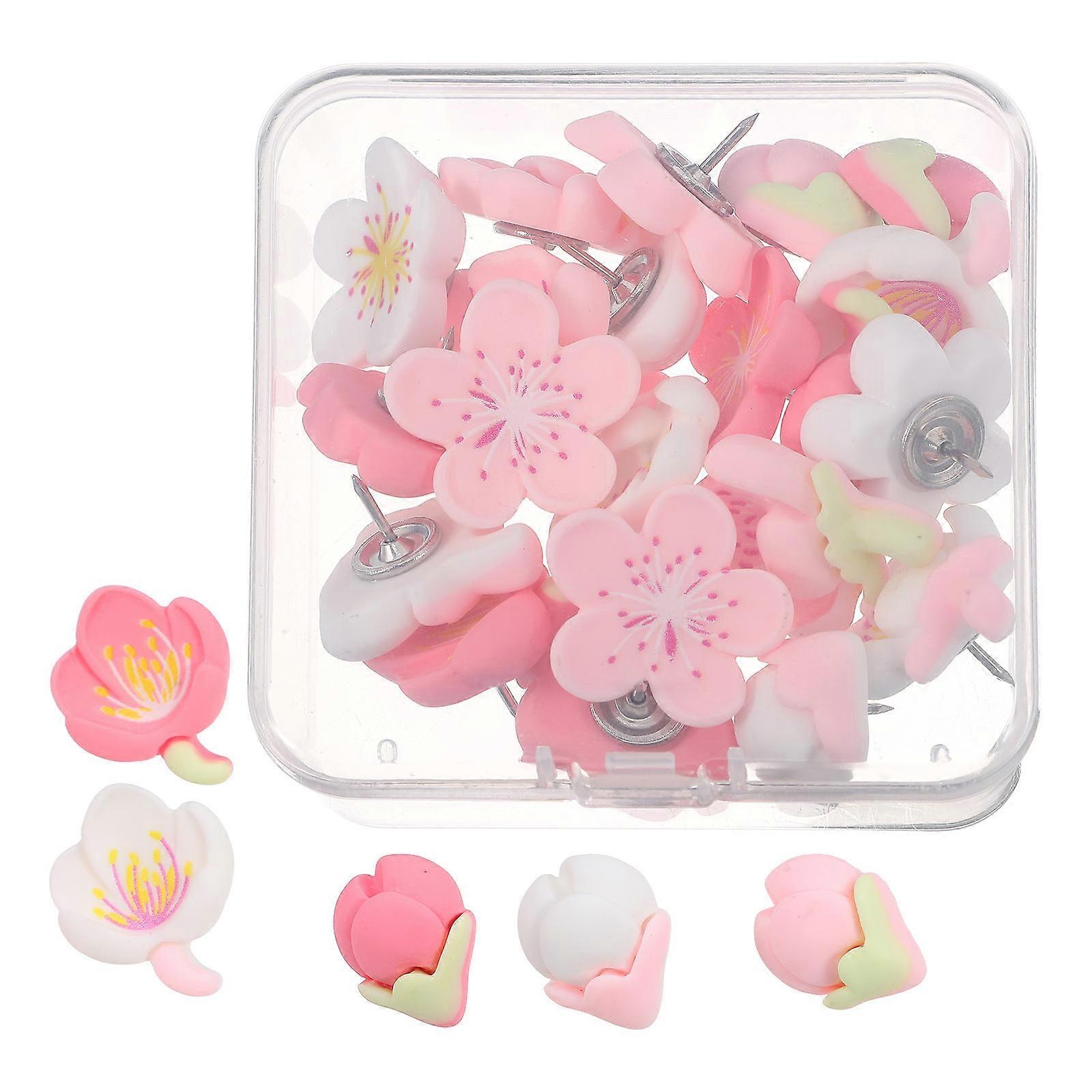 20Pcs Thumbtacks Push Pin Replaceable Pushpins Adorable Flower Shape Thumbtacks Accessories