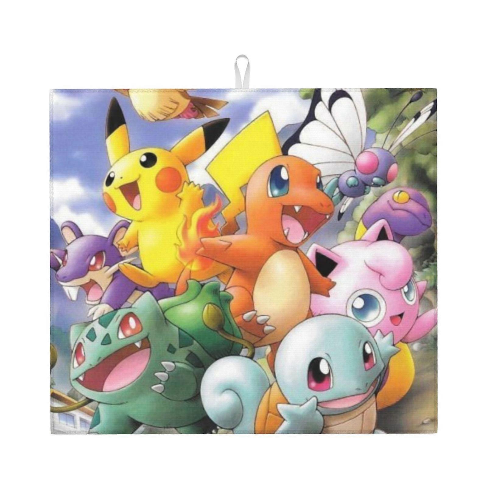 Pikachu Dish Drying Mat For Kitchen Counter, Microfiber Dish Mat, Fast Absorbent Draining Pad