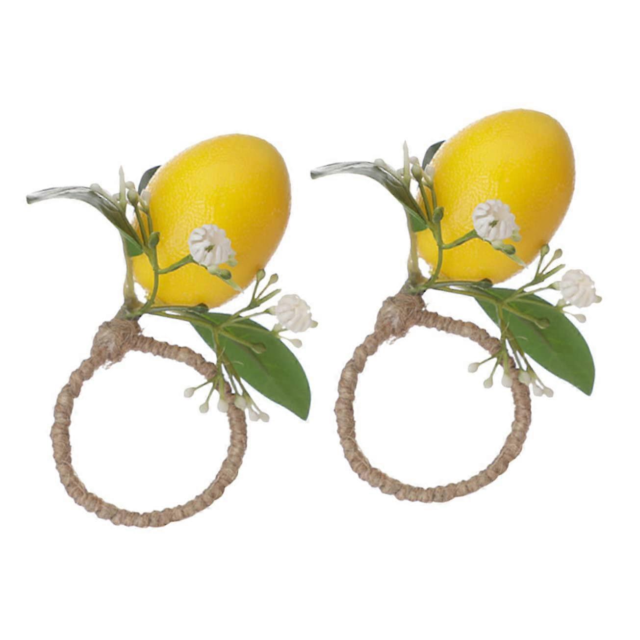 2 Pack Lemon Napkin Rings Decorative Holders for Wedding Party Table Setting and Everyday Dining