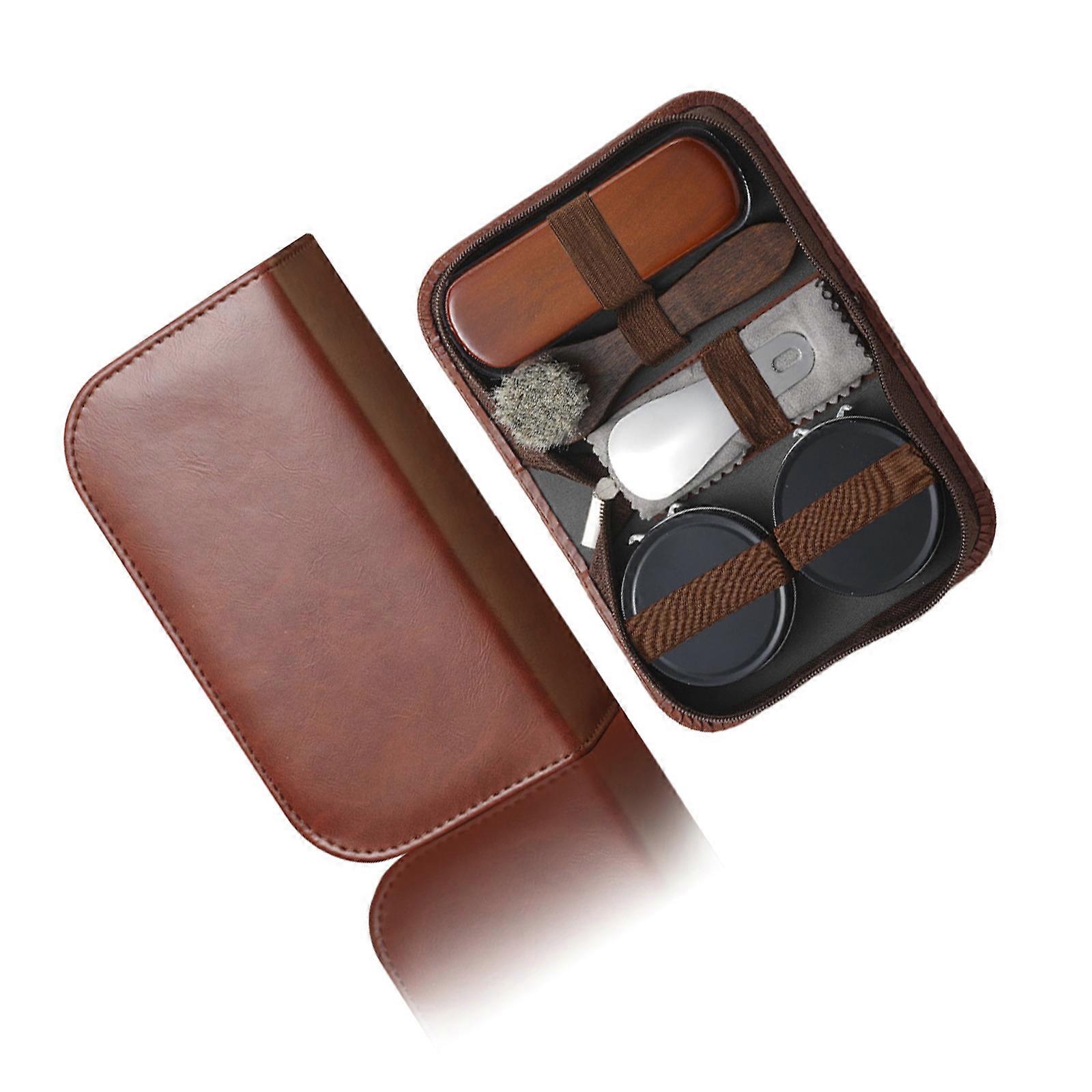 Sada na péči o boty, kartáč z přírodních koňských žíní a netoxická lešticí lžíce na boty pro bezpečné a účinné čištění bot, bot a tenisek, 7dílná dvojitá lžíce na boty