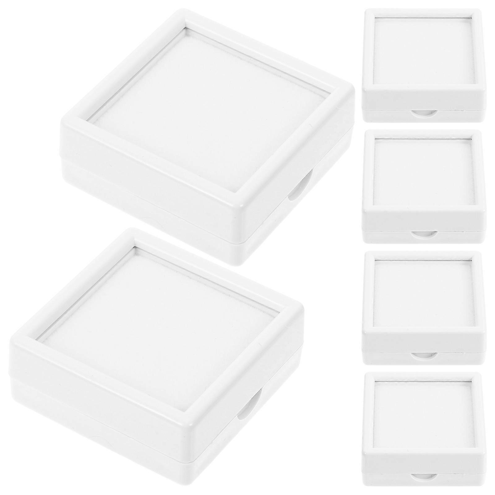 Jewelry Box Display Case for Showing Gems with 6Pcs Clear Glass Top Lids