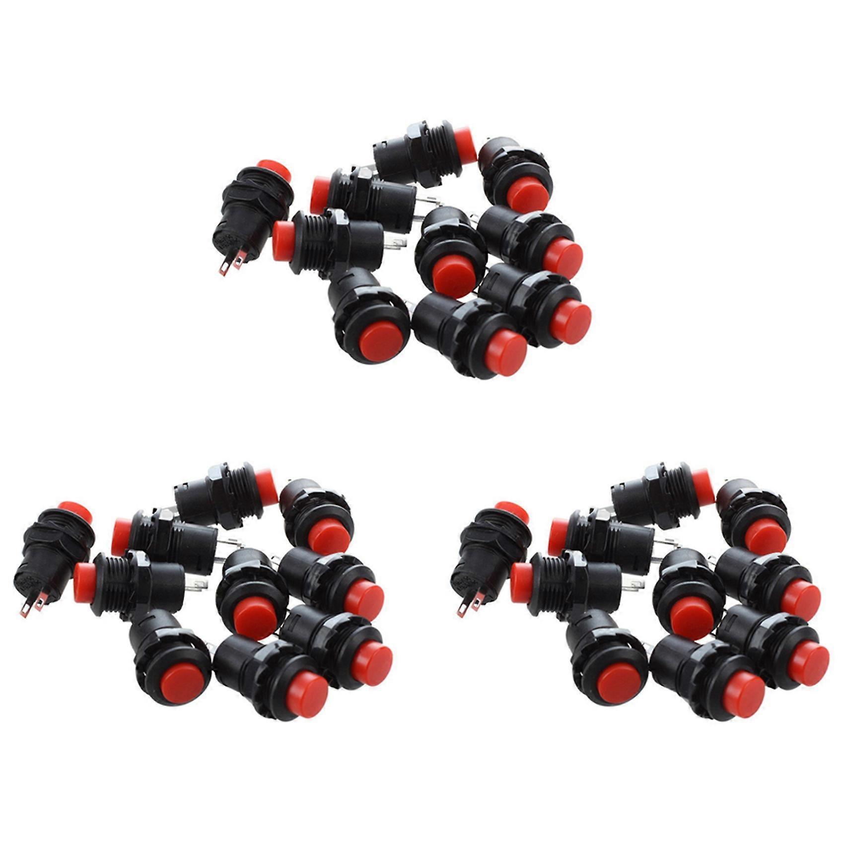 30 Pcs Latching Action SPST Round Red Push Button Switch AC 125V 3A