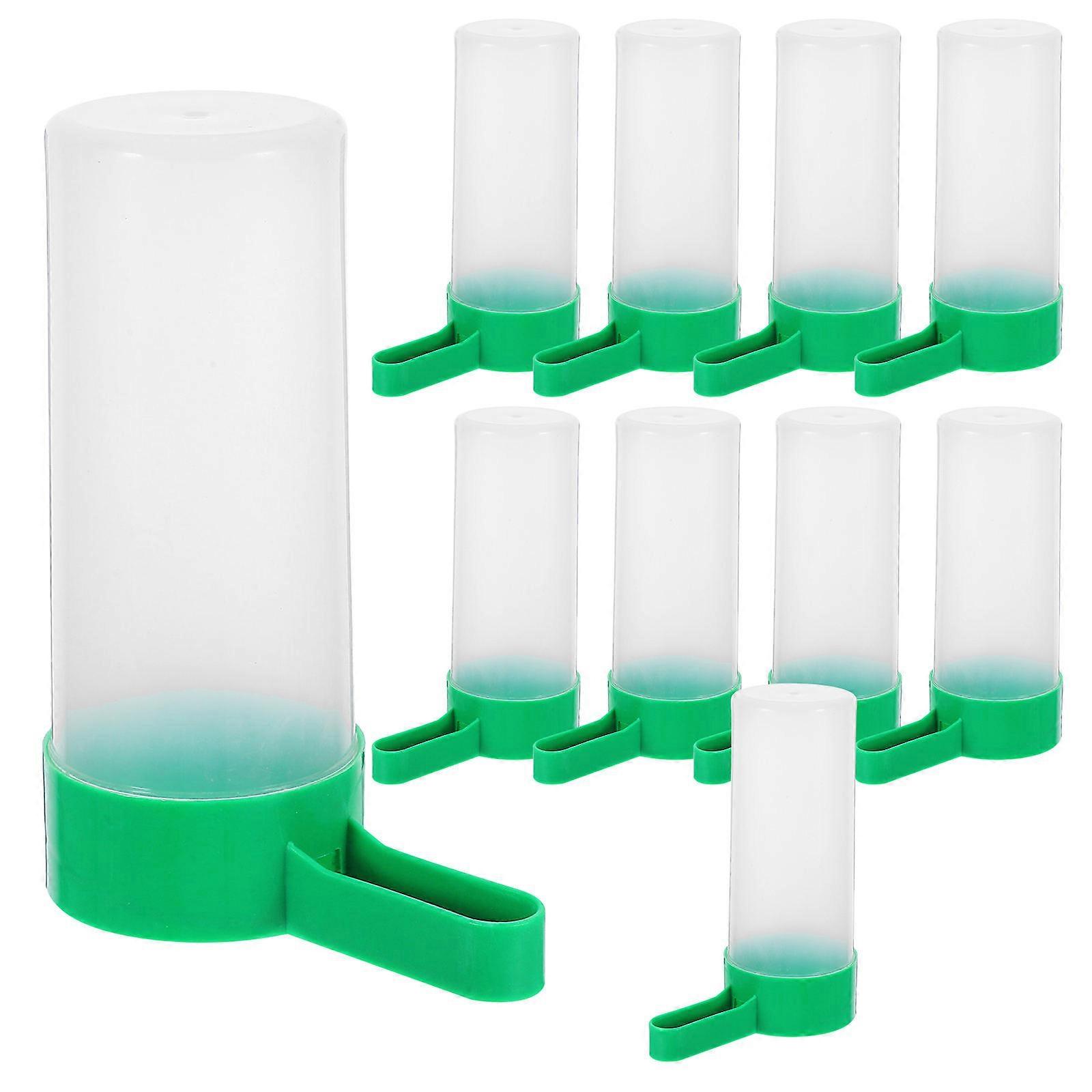Automatic Bird Feeding Cup for Small and Medium Parrots Easy to Clean and Install Green Plastic
