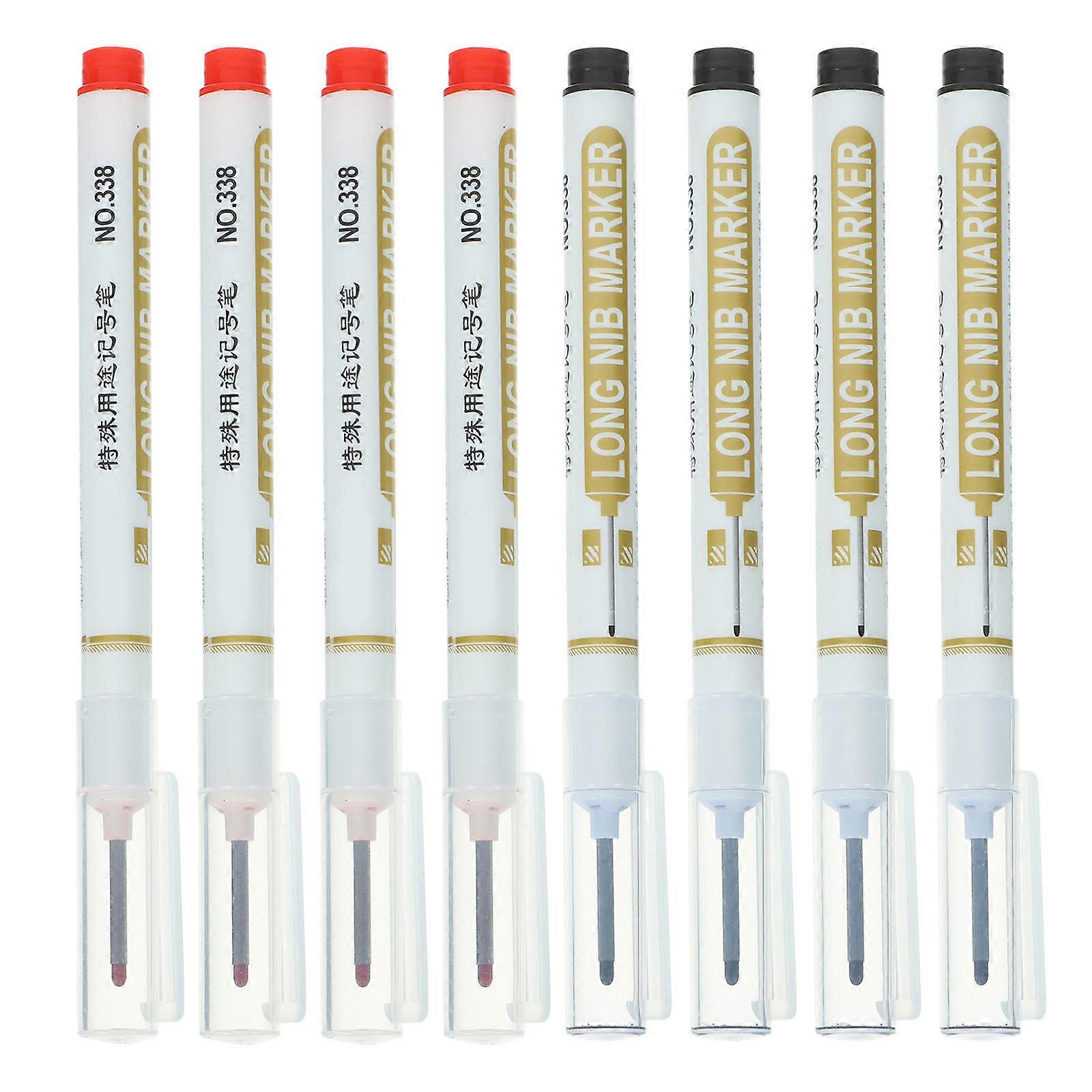 8pcs Convenient Long Nib Marker Marking Pen Deep Hole Pens Carpenter Pen