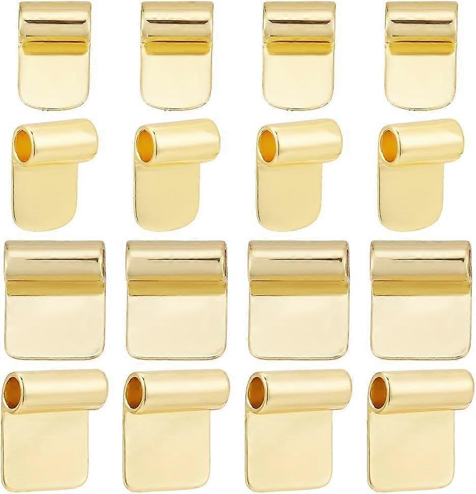 18Pcs 2 Styles Rack Plating Brass Glue-on Flat Pad Bails Golden Pendant Bails Glue on Cabochon Settings Rectangle Pad Charms Connector for Necklace Je