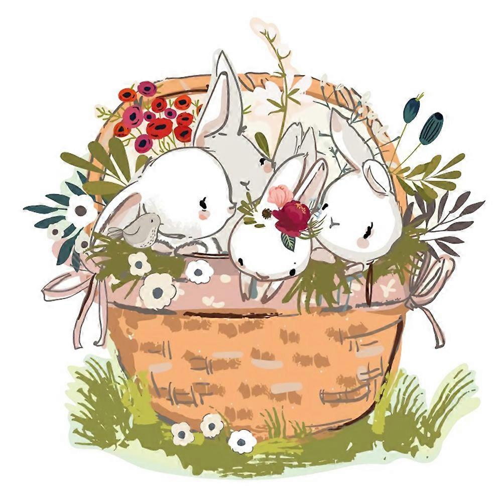 Rabbit Decal Easter Basket Wall Sticker for Decoration 3Pcs Set