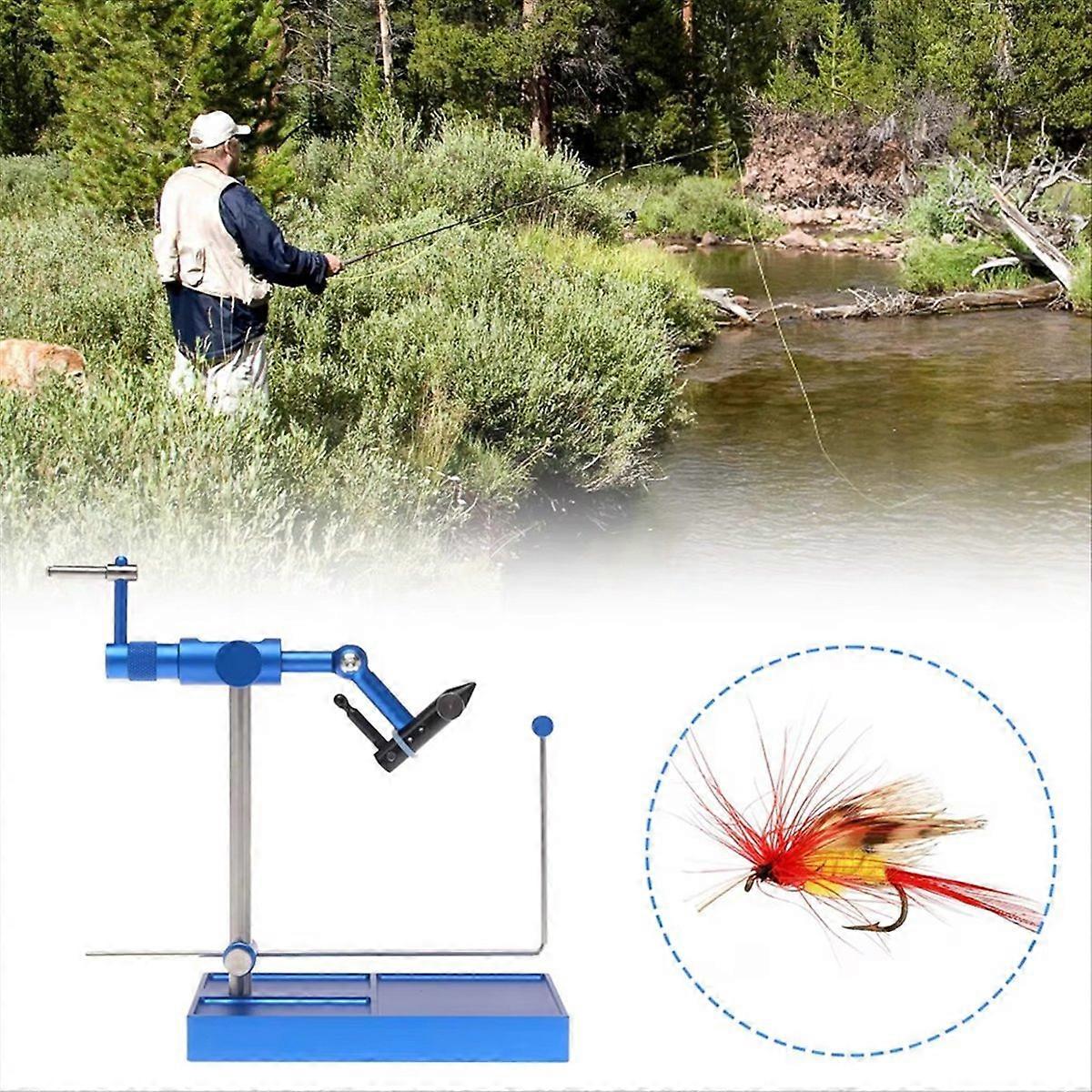 Fly Tying Vise Rotary Artificial Fly Making Bait Tools Blue