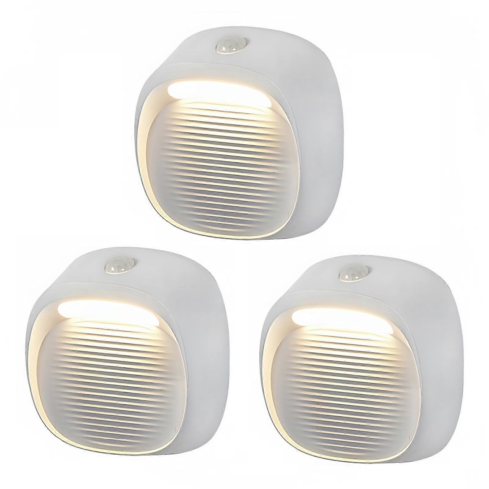 3 Pack Motion Sensor Lights Small Magnetic Nightlight with Adjustable Brightness for Stairs Bedroom Kitchen