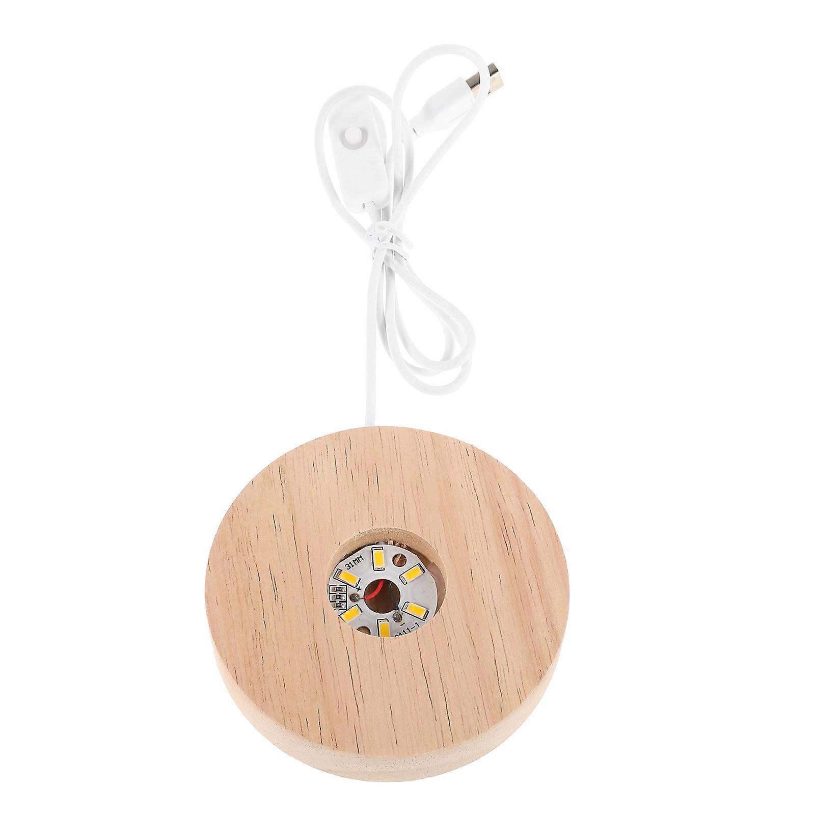 Lighted Sphere Holder Wooden Display Base for Display 1Set Beige