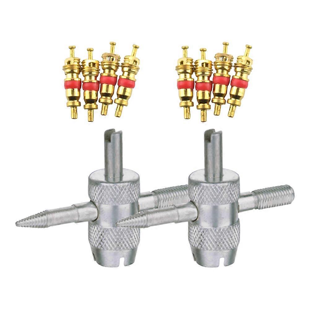 Tire Valve Core Tool 4-in-1 Multifunctional Wrench for Car Repair 2Sets Included