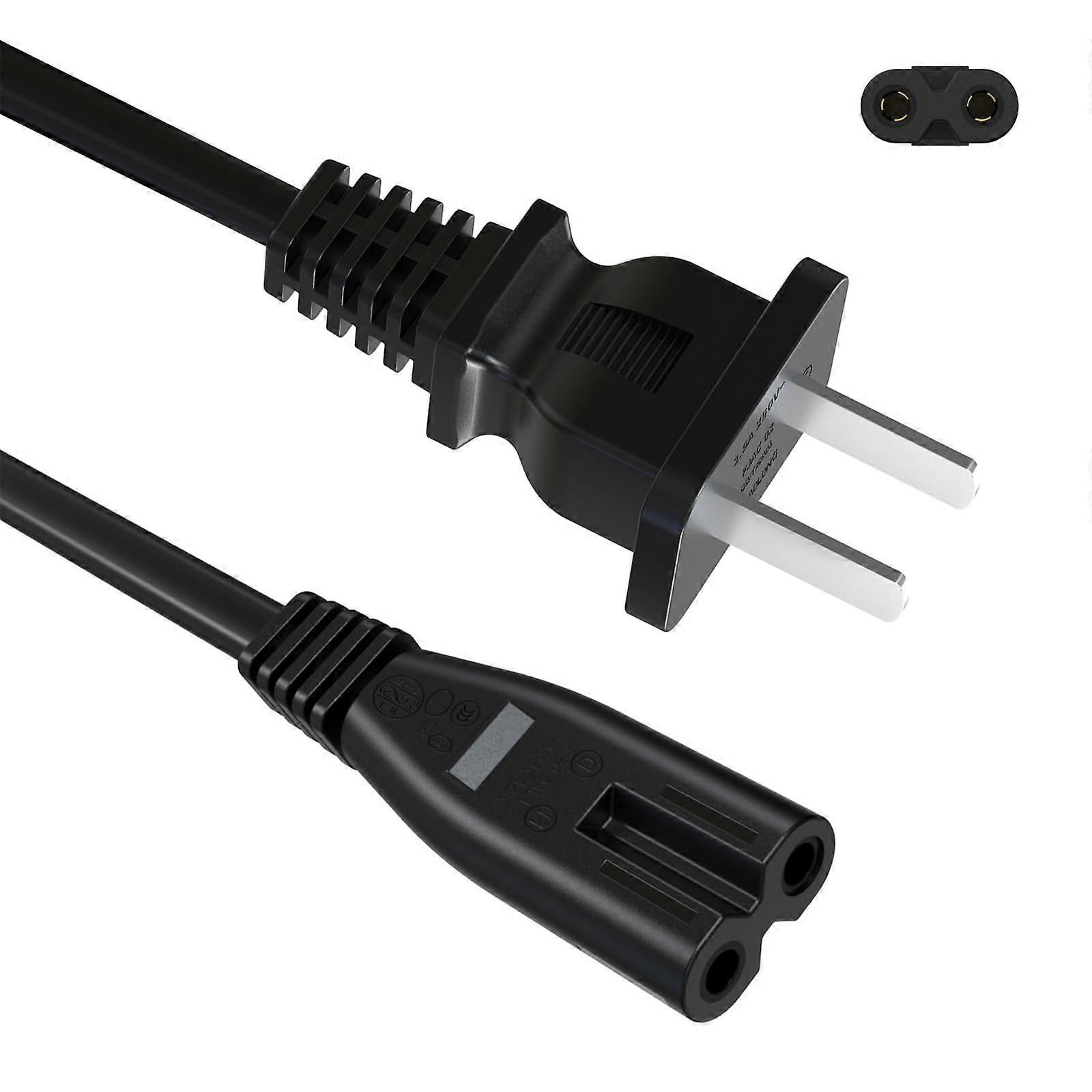 Universal 2 Prong Power Cord 6.5ft for HP OfficeJet DeskJet Printers and JBL PartyBox Speakers
