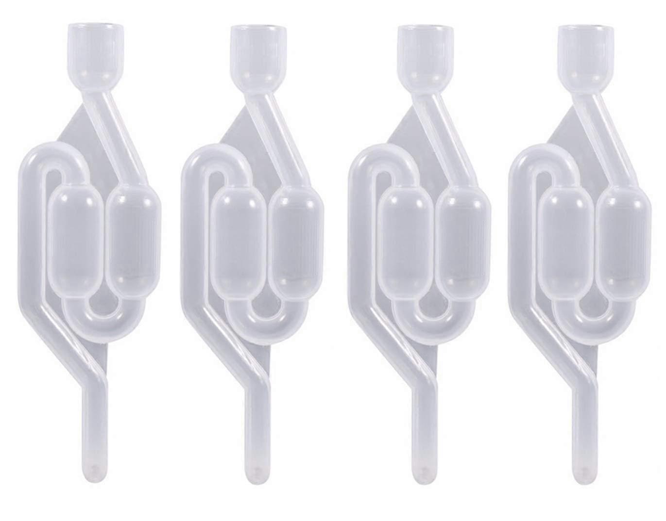 4 Piece SShape Twin Bubble Homebrew Airlock Kit with Plastic Grommet for Wine Beer Fermentation