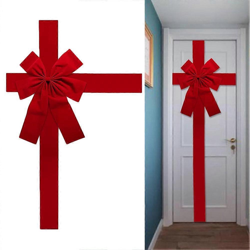 Christmas Door Bow Large Red Bow for Front Door and Tree Elegant Festive Reusable Fabric 1PCS
