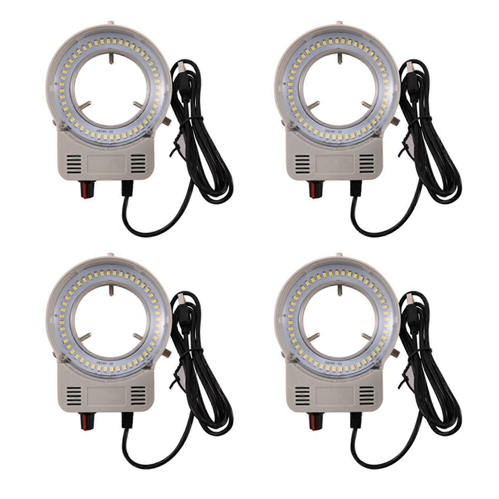 4X 48 LED Industrial Microscope Camera Light Source Ring Lamp Light Illuminator Lamp Adjustable Brightness USB Interface
