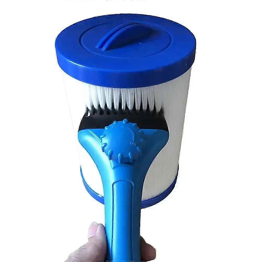 Pool Filter Cleaning Brush with 10 Jets, ABS Material, Dual Cleaning System, Adjustable Flow Control, Blue Handle