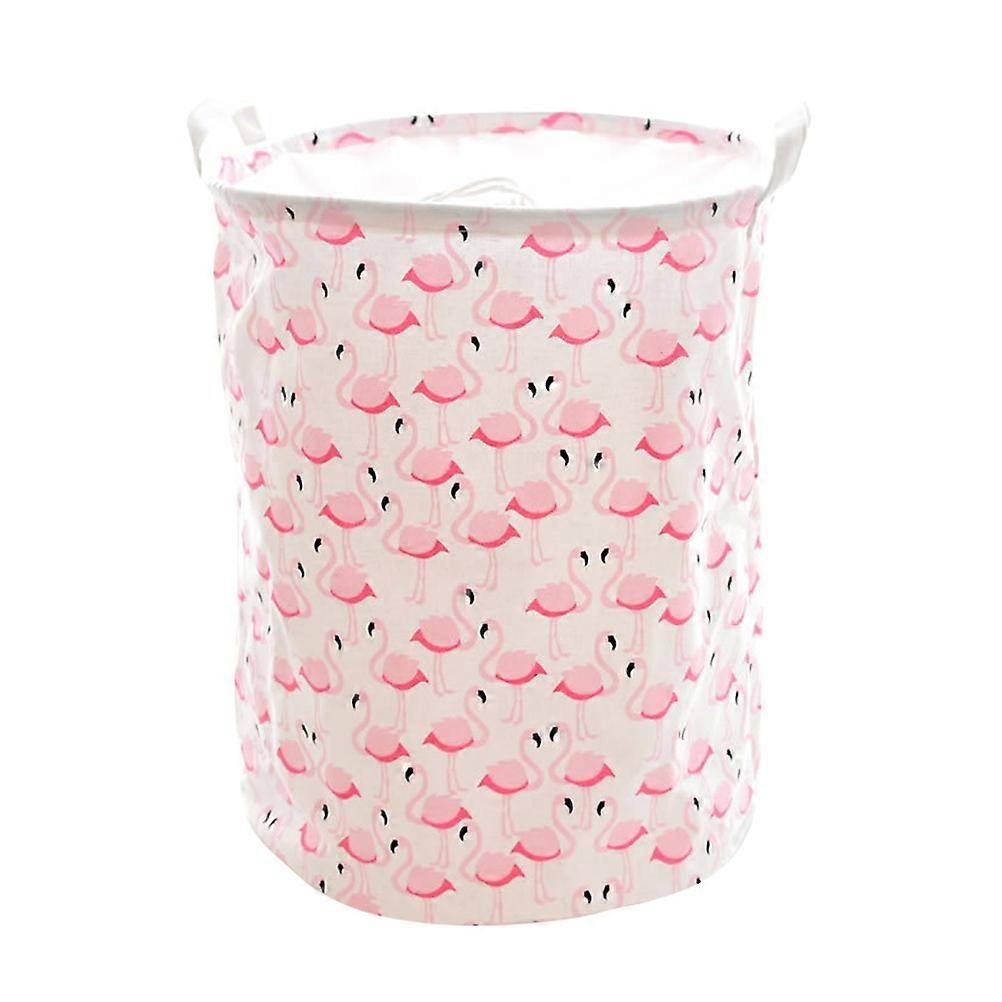 Pink Cotton Linen Storage Basket for Laundry Room Use