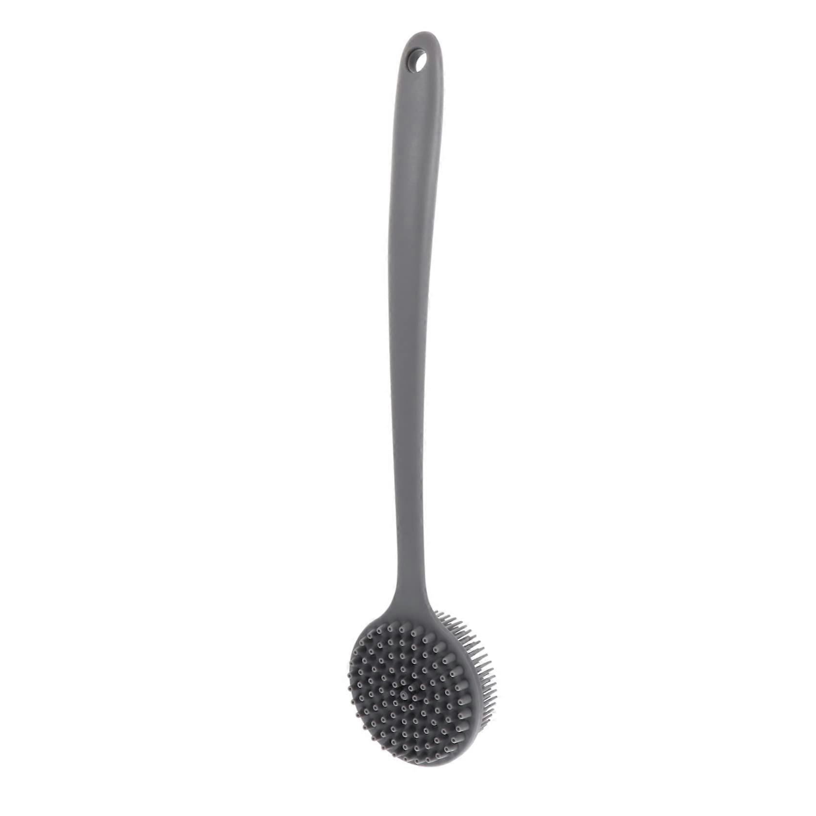 Long Handle Bath Brush Silicone Back Scrubber Ergonomic Body Exfoliator with Massage Function