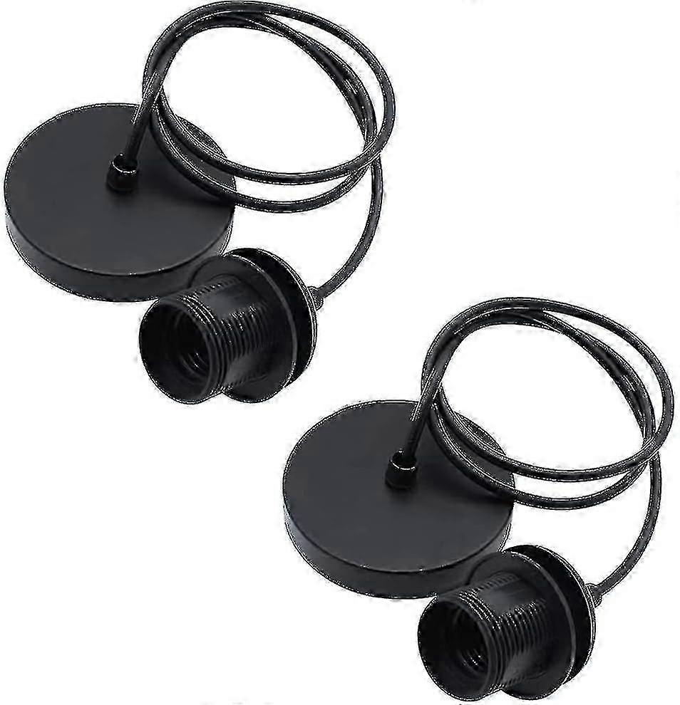 2 Pieces E27 Black Chrome Lamp Ceiling Rose Light Fitting 25-26