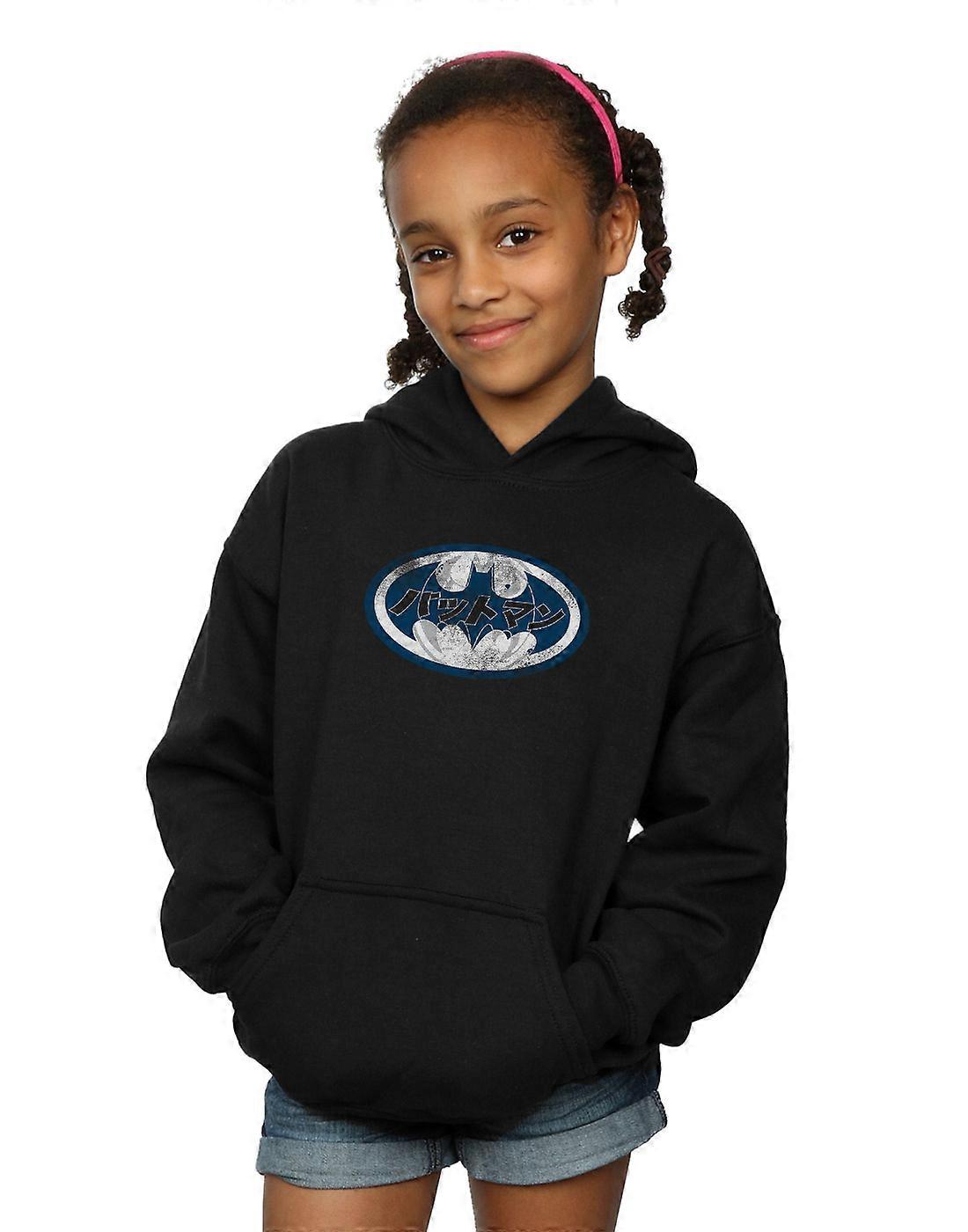 DC Comics meninas Batman japonês logotipo branco com capuz