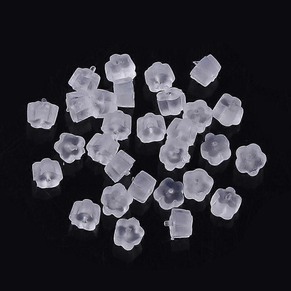 Plastic Ear Nuts Earring Backs Clear 4x4x2.5mm Hole: 0.5mm about 465pcs/20g