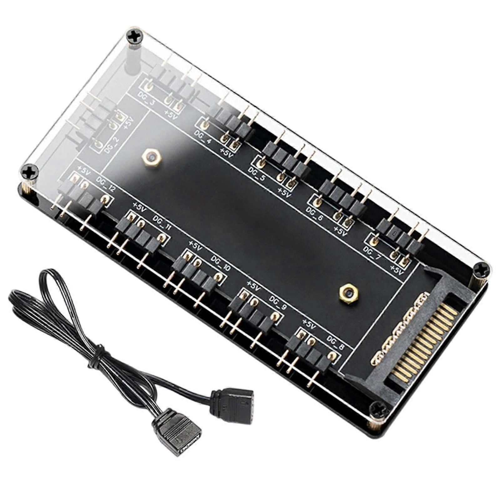 10Port ARGB Fan Hub PC Fan Controller with MultiDevice Sync and Easy PlugandPlay