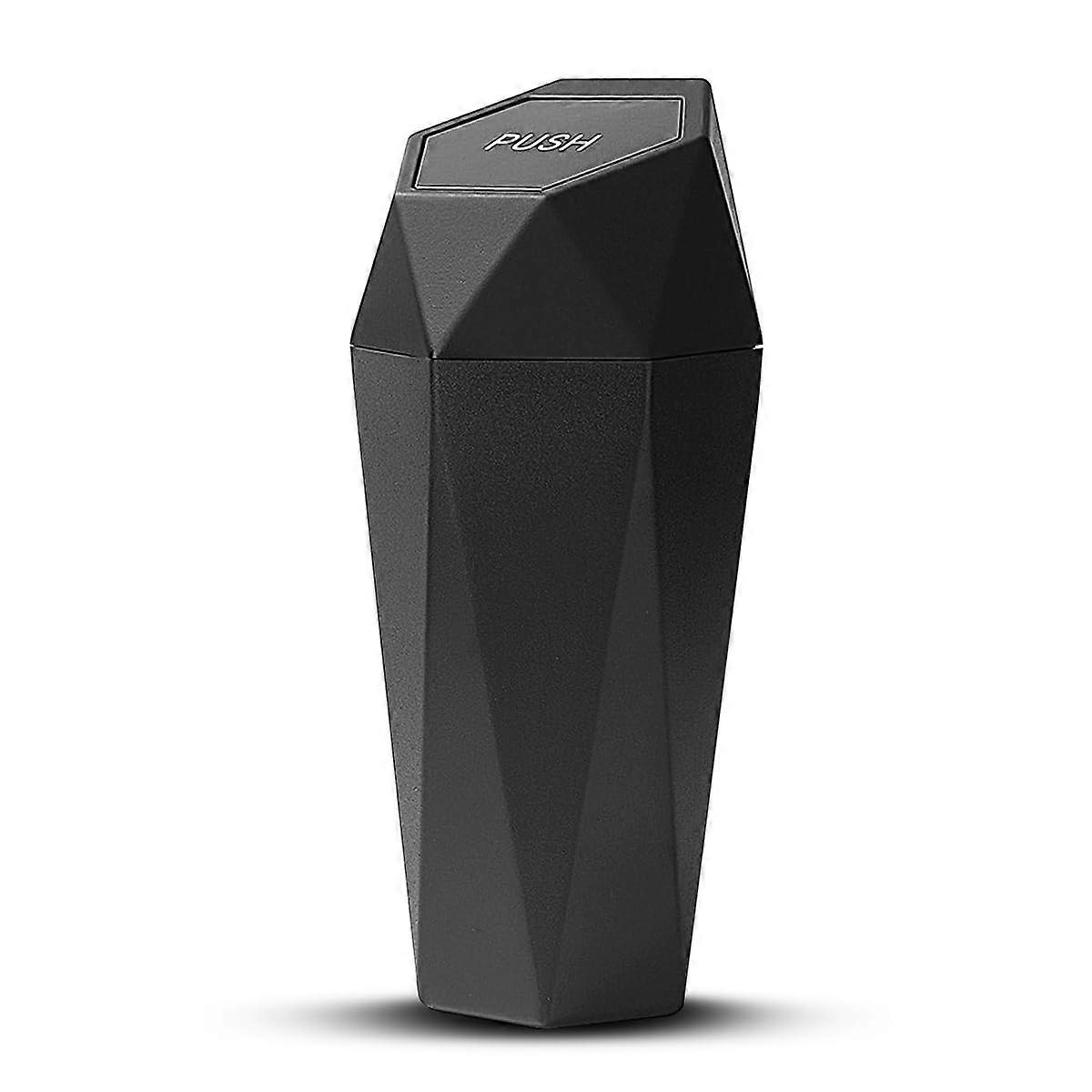 Car Trash Can with Leakproof PushButton Lid, Compact Vehicle Garbage Bin for Cup Holder Use