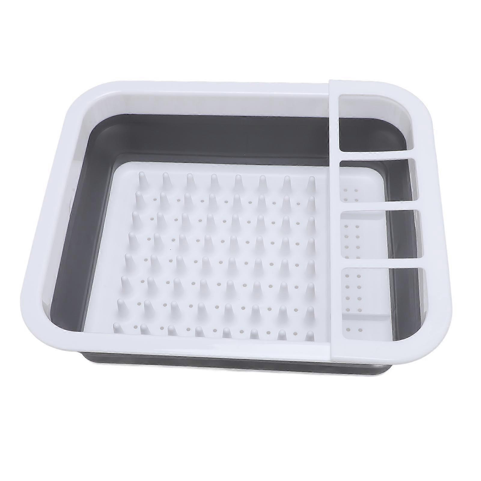 Foldable Dish Drying Rack for Kitchen Counter with Utensil Holder, SpaceSaving and NonSlip