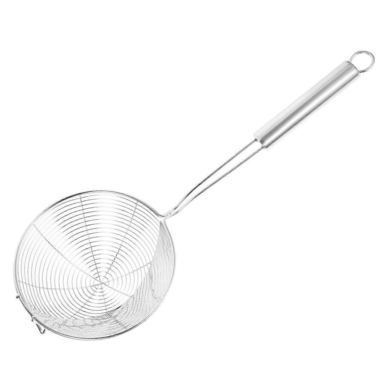 Kitchen Strainer Spoon Fine Mesh Pasta Colander with HeatResistant Handle Silver 42x18cm