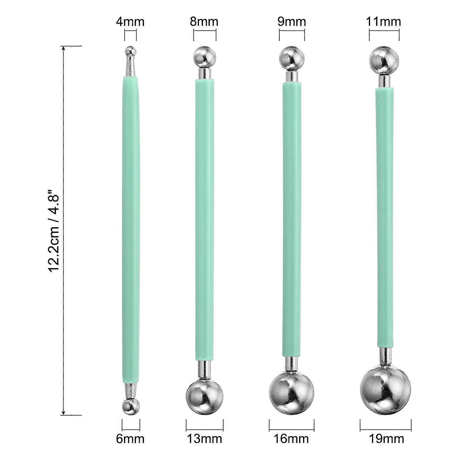 Modeling Ball Tools, Stainless Steel Embossing Stylus Tool, Light Green 4Pack