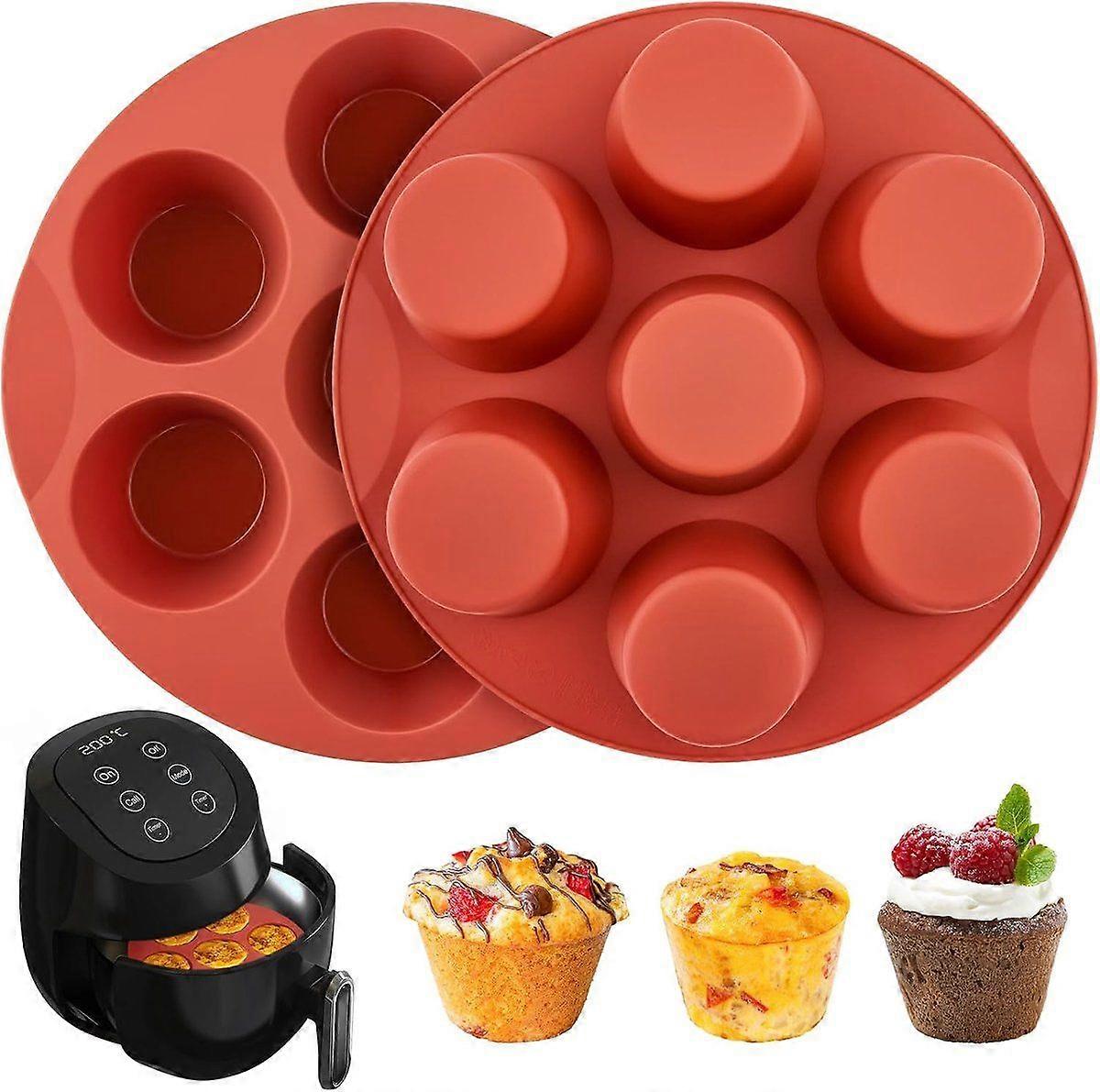 2-Piece Silicone Muffin Pan - Baking Pan - 2020cm - Red