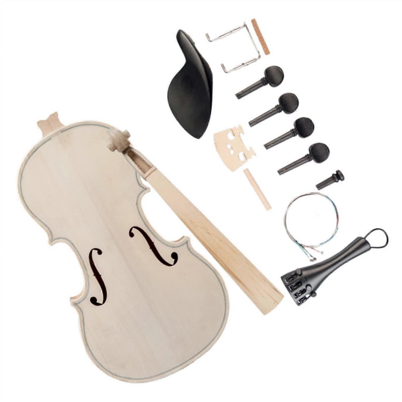 4/4 Solid Wood Violin Kit DIY Acoustic Fiddle Spruce  Maple Back for Beginner Making
