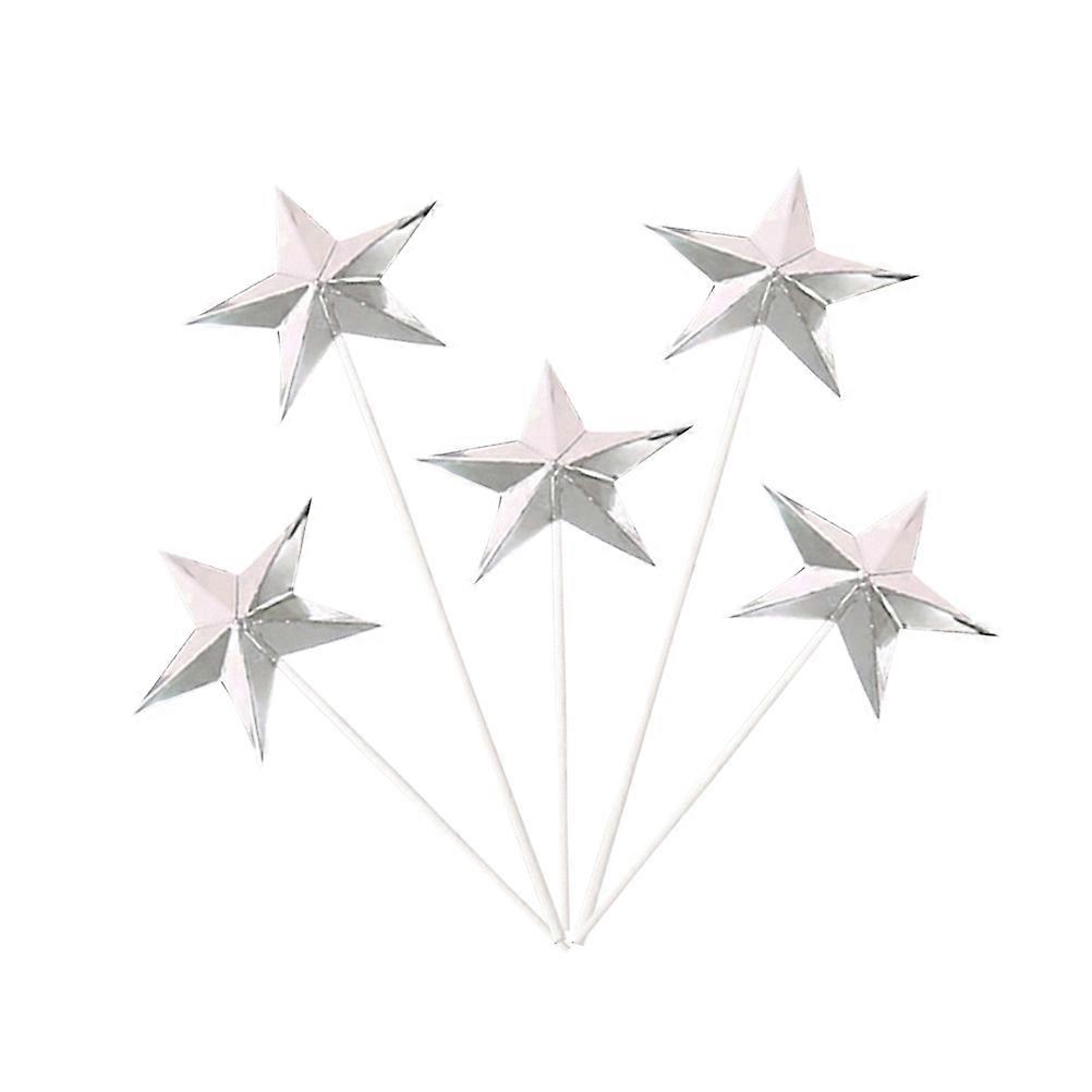 Silver Cake Picks 60Pcs for Decoration Creative 3D Star Cake Insert Set