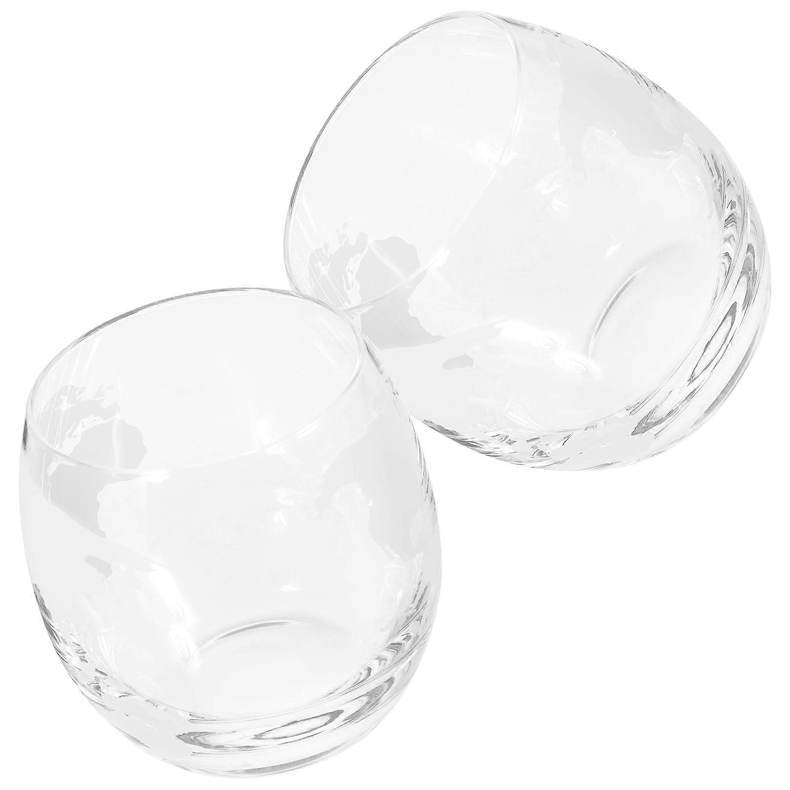 Beverage Drinking Cups Map Printing Glass Transparent Glass Cups 2Pcs