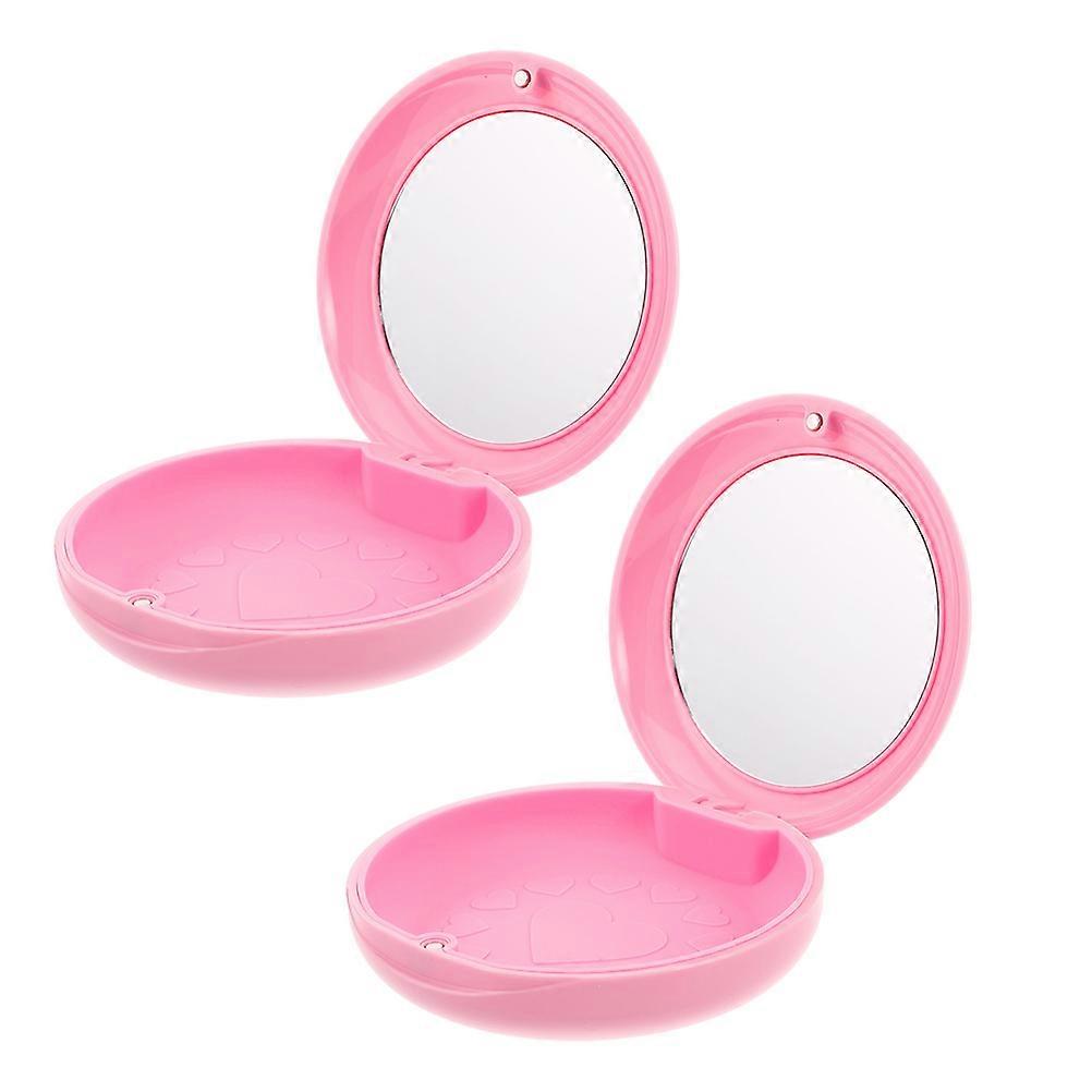 Dustproof Retainer Case with Mirror 2Pcs False Teeth Travel Container