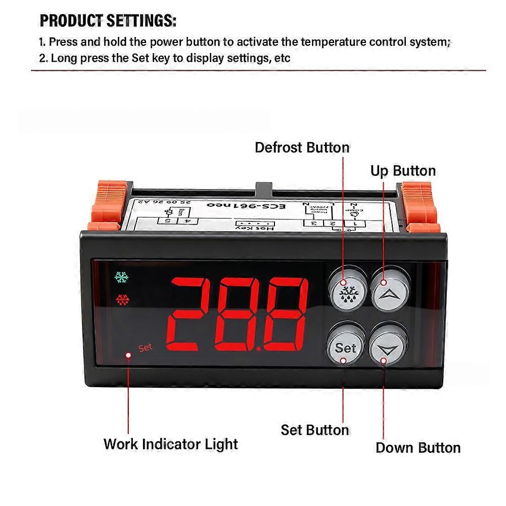 Temp Control Thermostat Digital Temperature Switch Controller Heating Cooling NTC Sensor for Freezer Fridge 220V