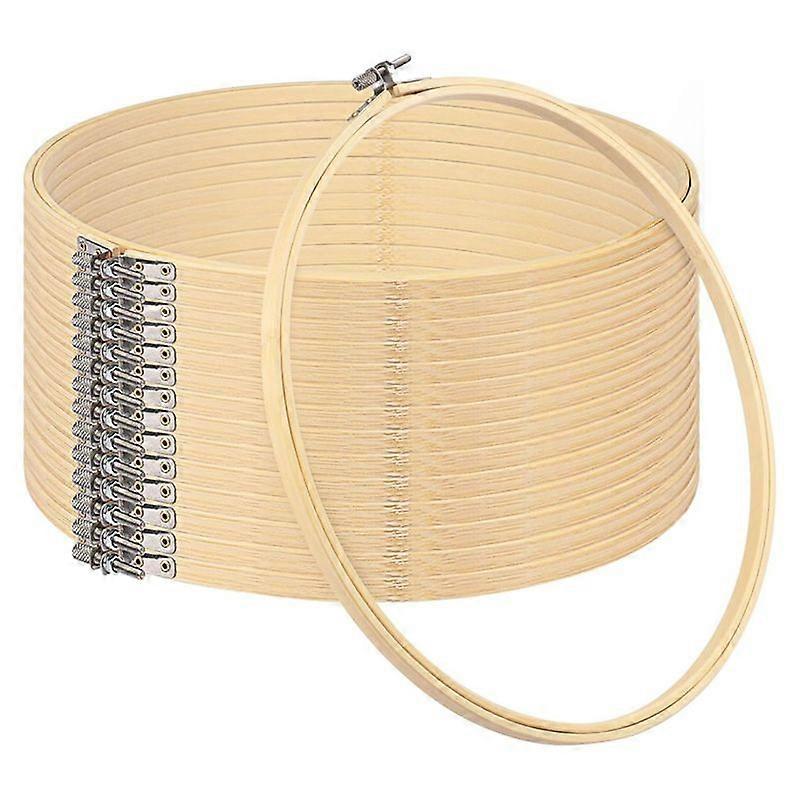 15PC Bamboo Embroidery Hoops Set, 12Inch Adjustable for Sewing&Crafts