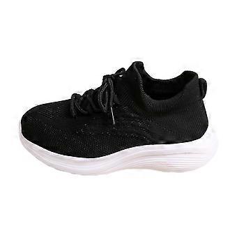 Hohe Stretch-Sneaker für Kleinkinder, atmungsaktive Strick-Freizeitschuhe mit weicher Sohle – geeignet für Jungen von 11–11,5 Jahren, Schwarz