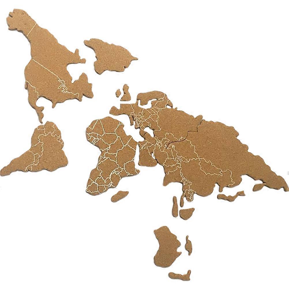 World Map Cork Board for Message Use 1Set Self Adhesive Brown Cork