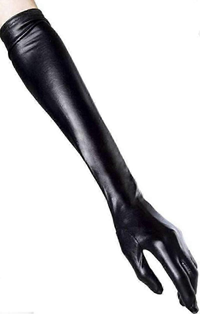 Luvas longas de couro branco para cosplay e pole dance.