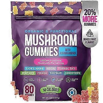 Pilz-Fruchtgummis befeuchten den Darm, füllen Nährstoffe auf, stärken das Immunsystem, Nährgels und Kautabletten, 80 Stück