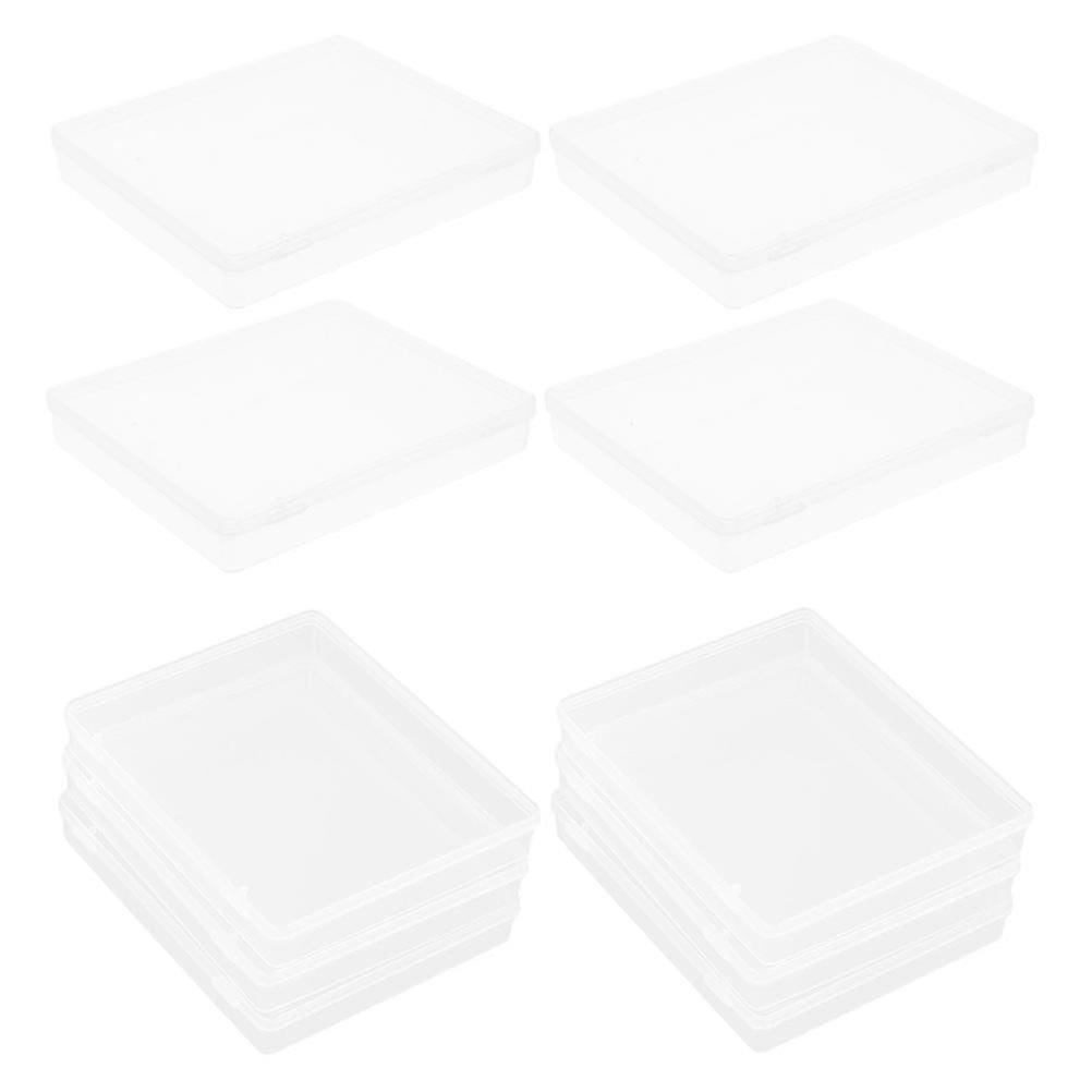 Tiny Plastic Containers Jewelry Earring Storage Hinged Lid 10Pcs