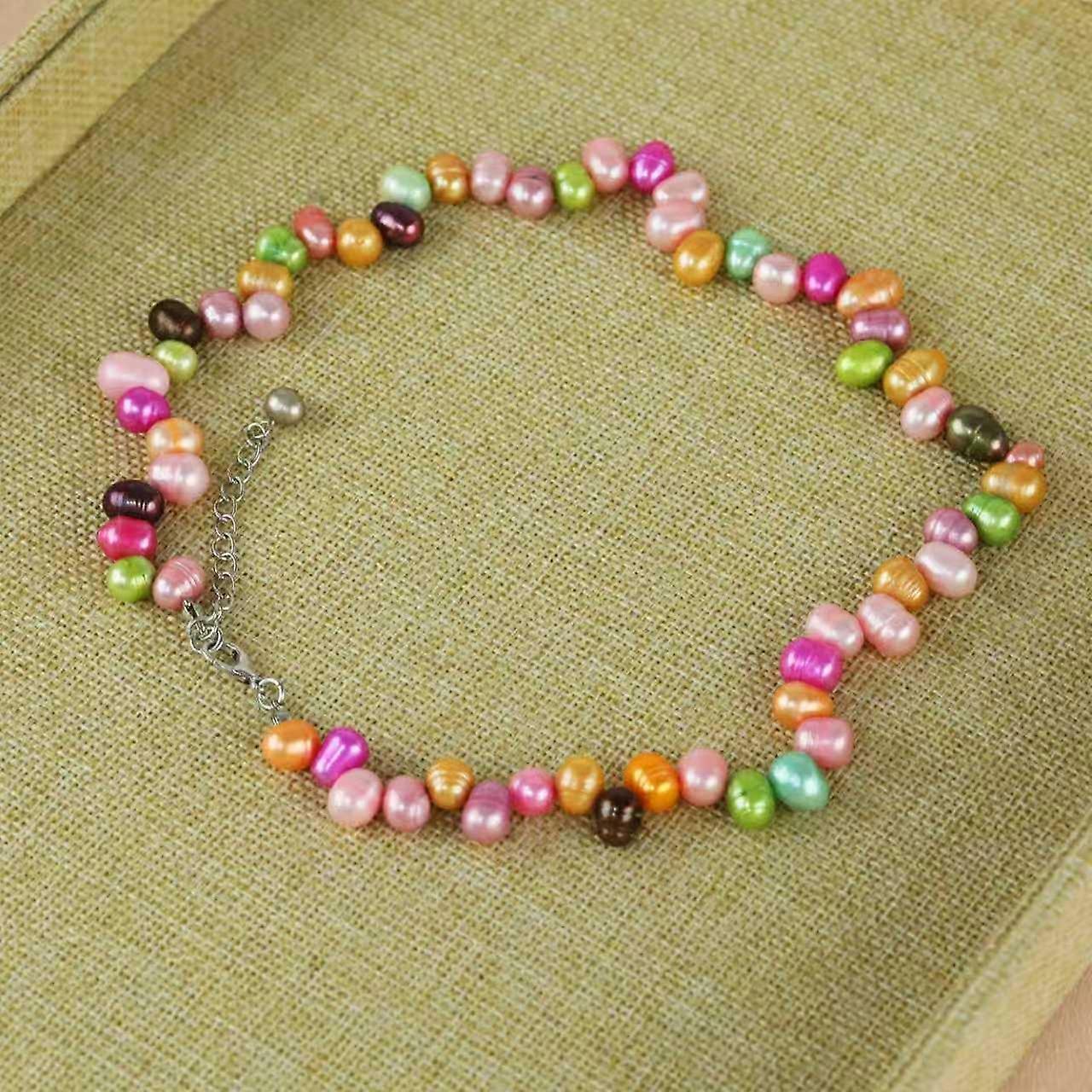 Colored Baroque Irregular Pearl Necklace Dopamine Style