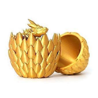 3D Printed Gold Easter Dragon Egg with 12-Inch Flexible Crystal Dragon - Unique Gift for Collectors & Decor