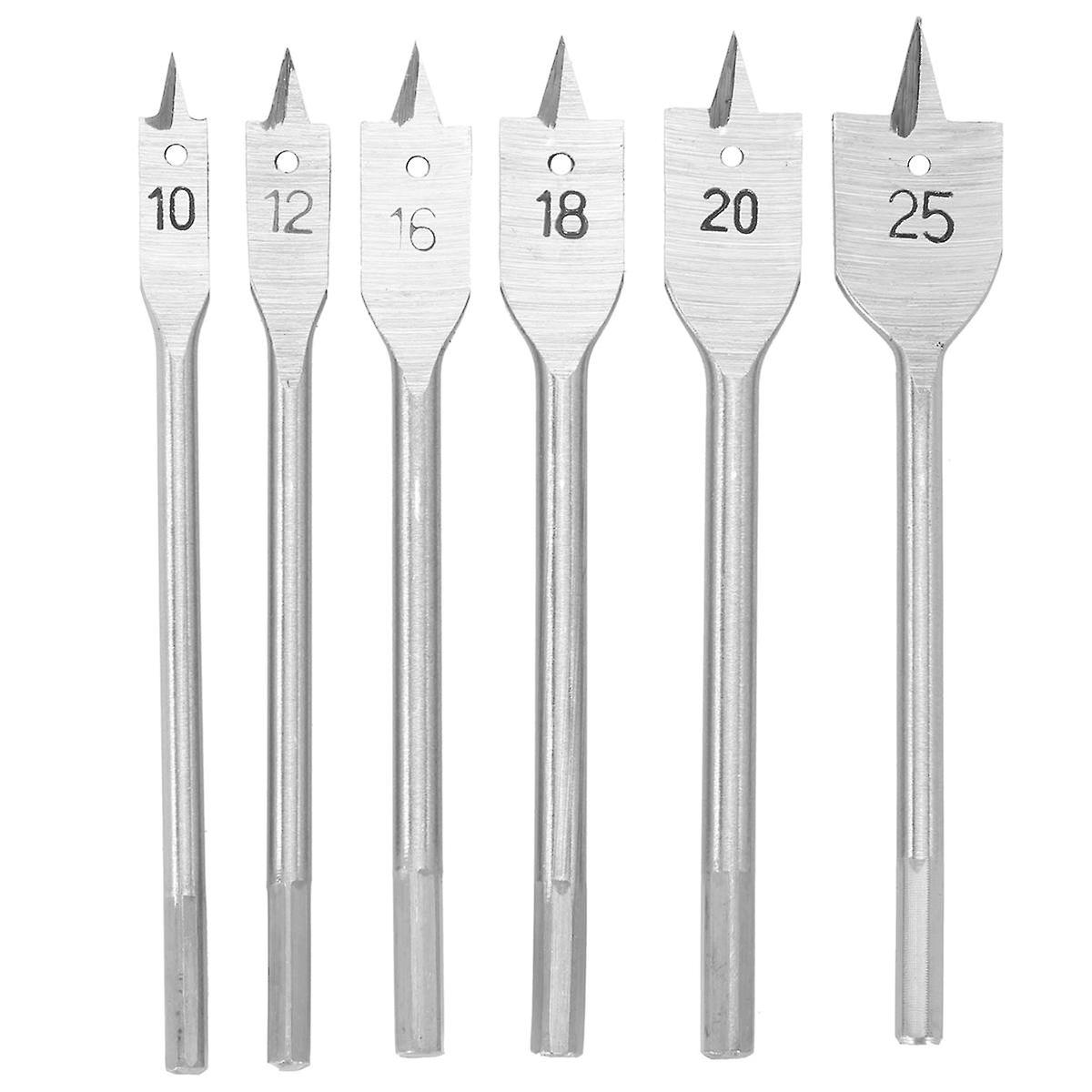 6Pcs 10-25mm Flat Spade Drill Bit Hex Shank Woodworking Hole Cutter