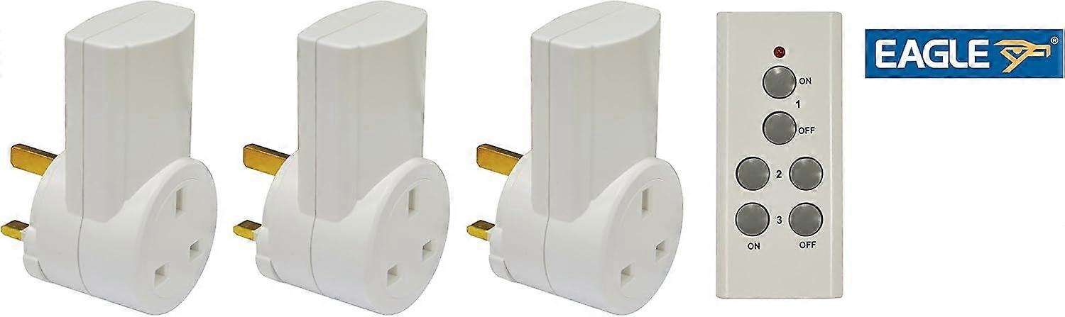 3 Way Remote Control Mains Socket Adaptor Set