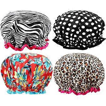 Women's Shower Cap, Double Layer Satin Shower Cap, Charlotte Hair Waterproof Shower Cap, Reusable Kids Shower Cap, Mildew Resistant