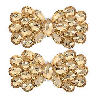 2 stuks strikjes voor schoenen - Kristallen strass schoenbedeltjes - Hakstrikjes voor dames - Decoratieve afneembare gespen DIY knutselwerk voor feestaccessoires Goudkleurig
