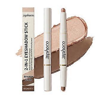 Zephoco twee-in-één oogschaduwstick met dubbel effect (Bronze Glow): natuurlijke kleurweergave, verhelderend, gemakkelijk aan te brengen, dagelijks uitwendig gebruik, voor de ogen.